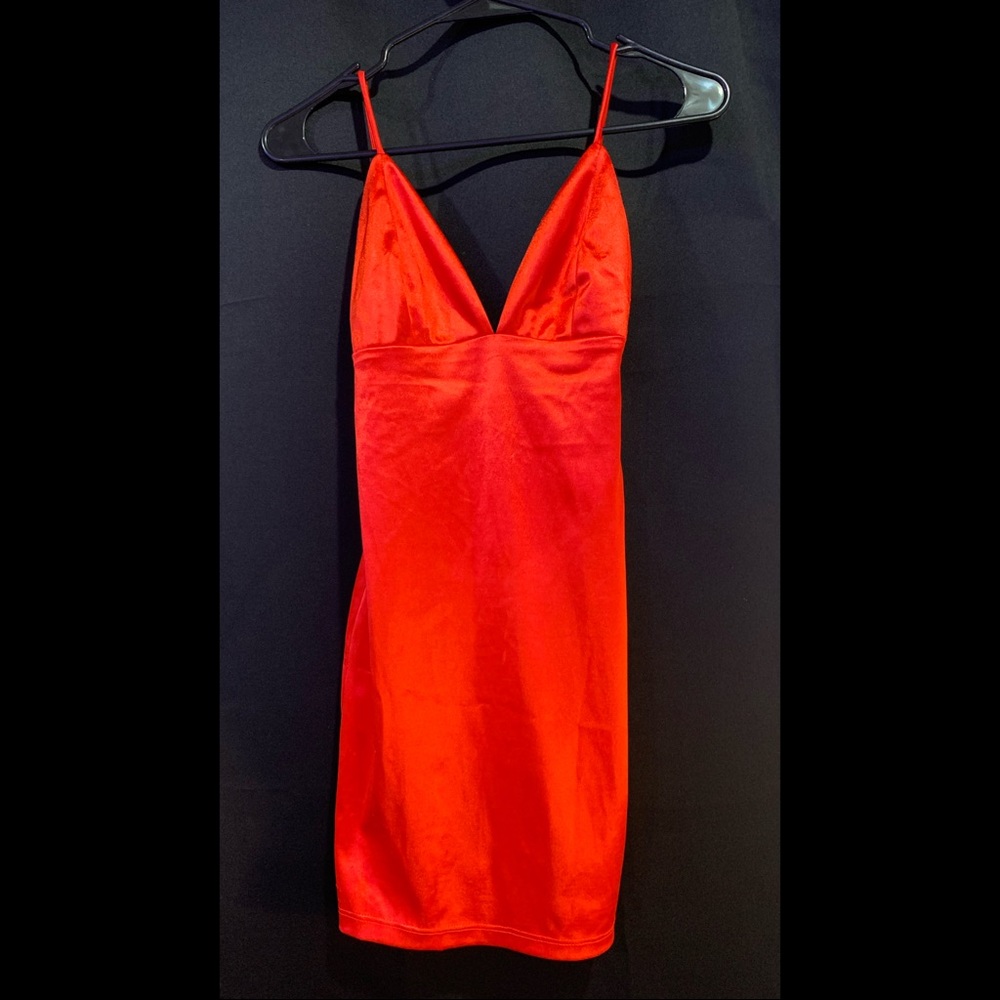 Fashion Nova Red Satin Mini Dress